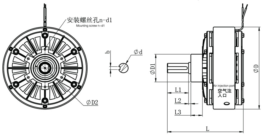 ZKB型磁粉制動(dòng)器尺寸圖