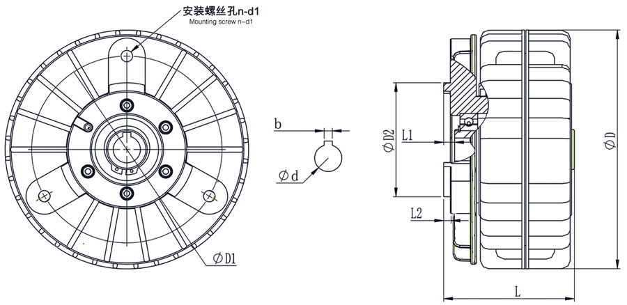 ZAY磁粉制動器外形圖